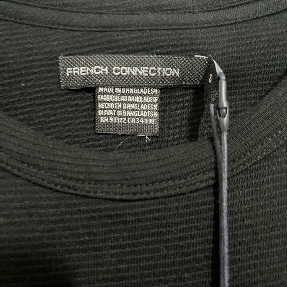 French Connection Black Ribbed Short Sleeve Crew Neck Shirt Mens Small - Picture 5 of 11